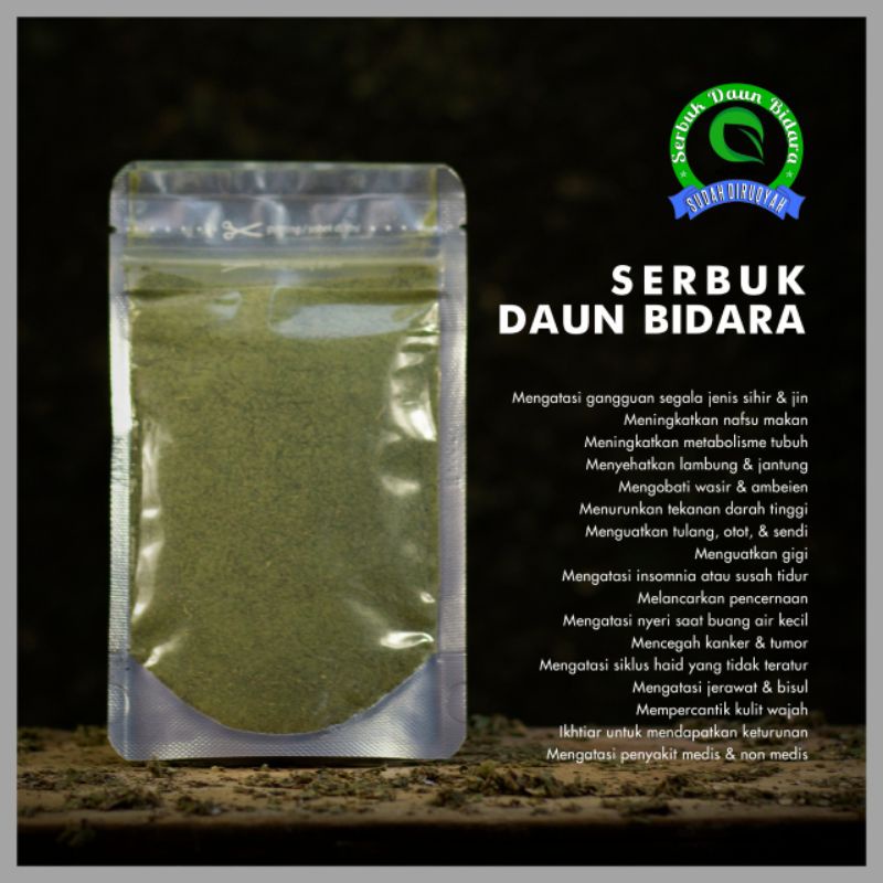 

SERBUK DAUN BIDARA MURNI ORIGINAL KEMASAN POUCH 20gr