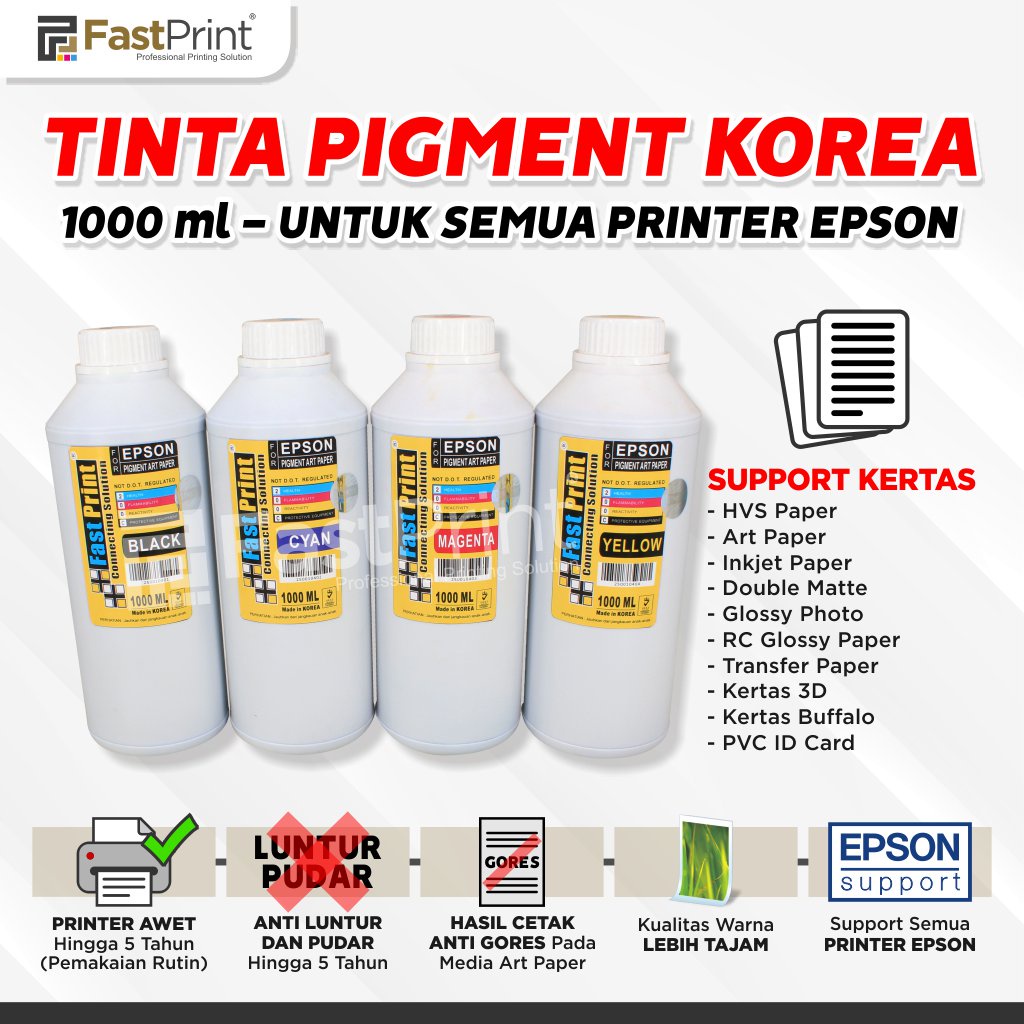 Tinta Pigment Art Paper Korea Epson 1 Set - 4 Warna - 1000 ML