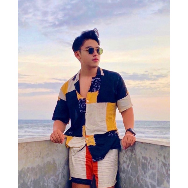 Setelan Piyama Pria Baju Tidur santai pria kemeja satu set kemeja tie dye pria tie dye shirt cowok