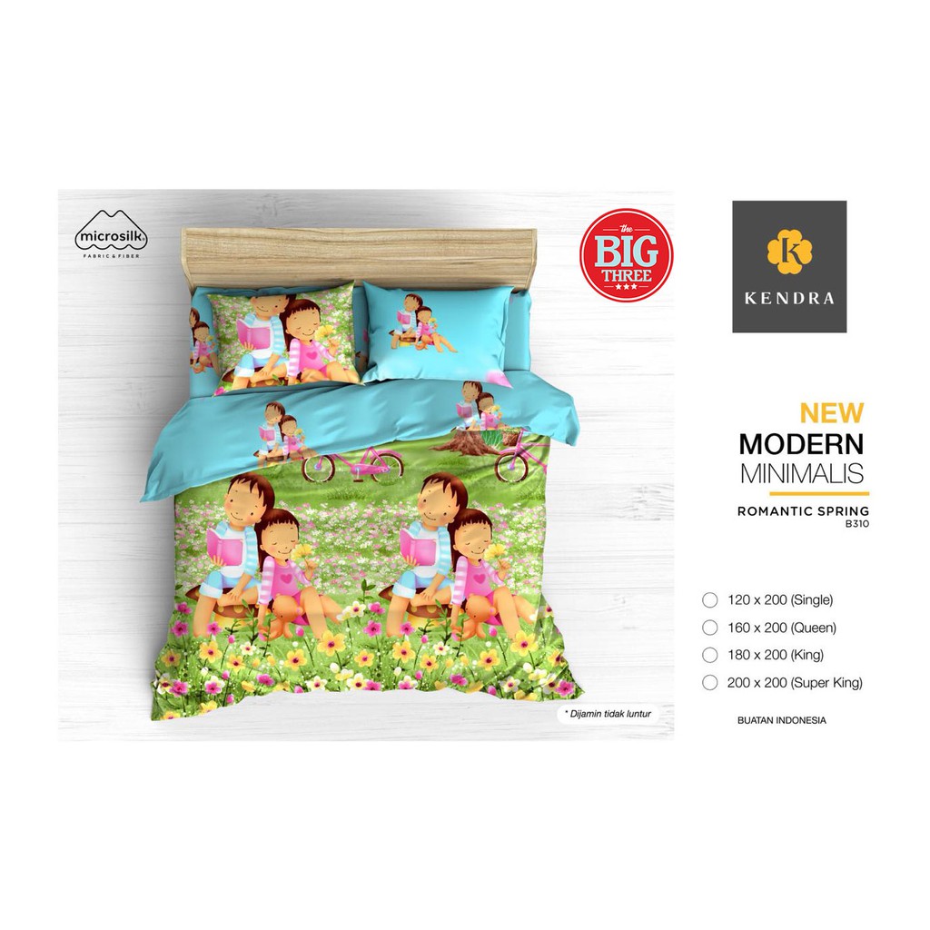 KENDRA Bedcover + Sprei 180x200 / 160x200 TANPA PRESS motif Serenity Blackforest Cat Alley Coffee House Tilda Tropicana Racing Car Blue Owl Iris  Little Star Erin Unicorn Cat Lover Honeycomb Arcadia Saranghae Forest Friends Nessa Pooh - King 180 BC