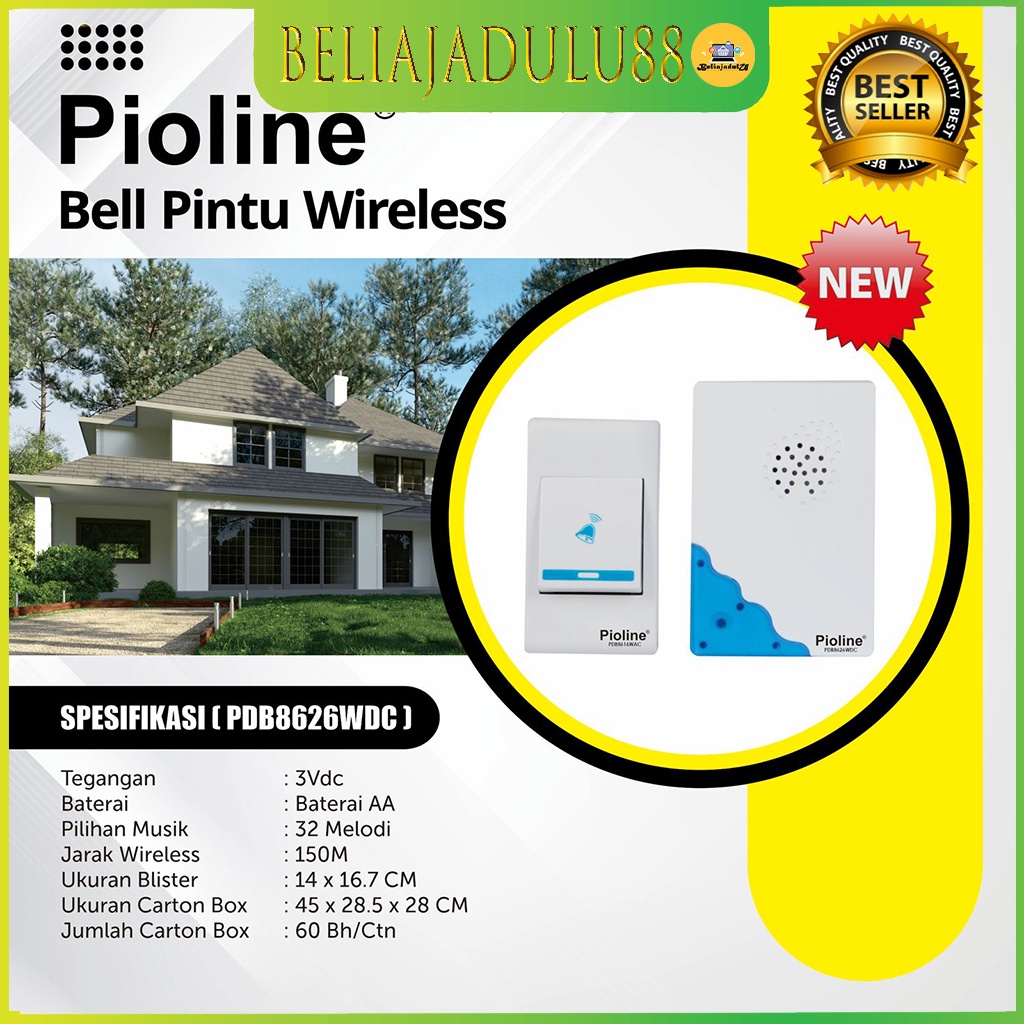 Beliajadulu88 Bel Pintu Rumah Door Bell Pioline Wireless 32 Melody PDB-8603WDC