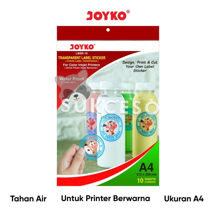 

Joyko Kertas Sticker Label Transparan LBSR-10 Transparent Waterproof Murah Berkualitas
