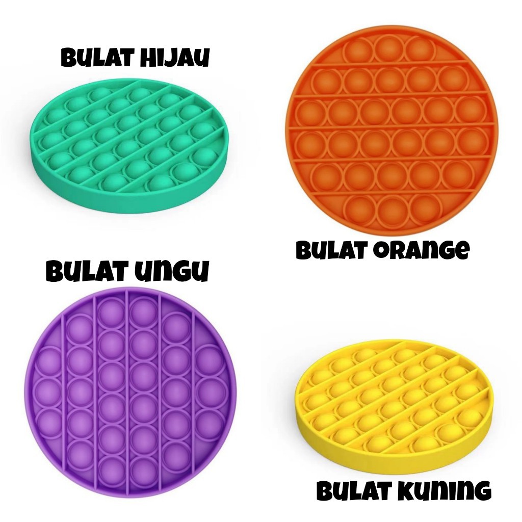 POP IT Fidget Toy mainan untuk penghilang stres pada anak Push bubble toy READY-Bulat Rndm 1pc