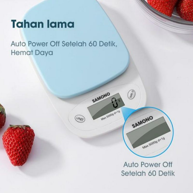 SAMONO SW-KS01 5Kg High Precision Multifunctional Kitchen Electric Scale with LCD Display Blue TA