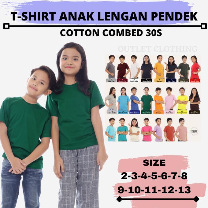 Baju Kaos Polos Anak Lengan Pendek Kaos Oblong Warna Hijau Botol 89