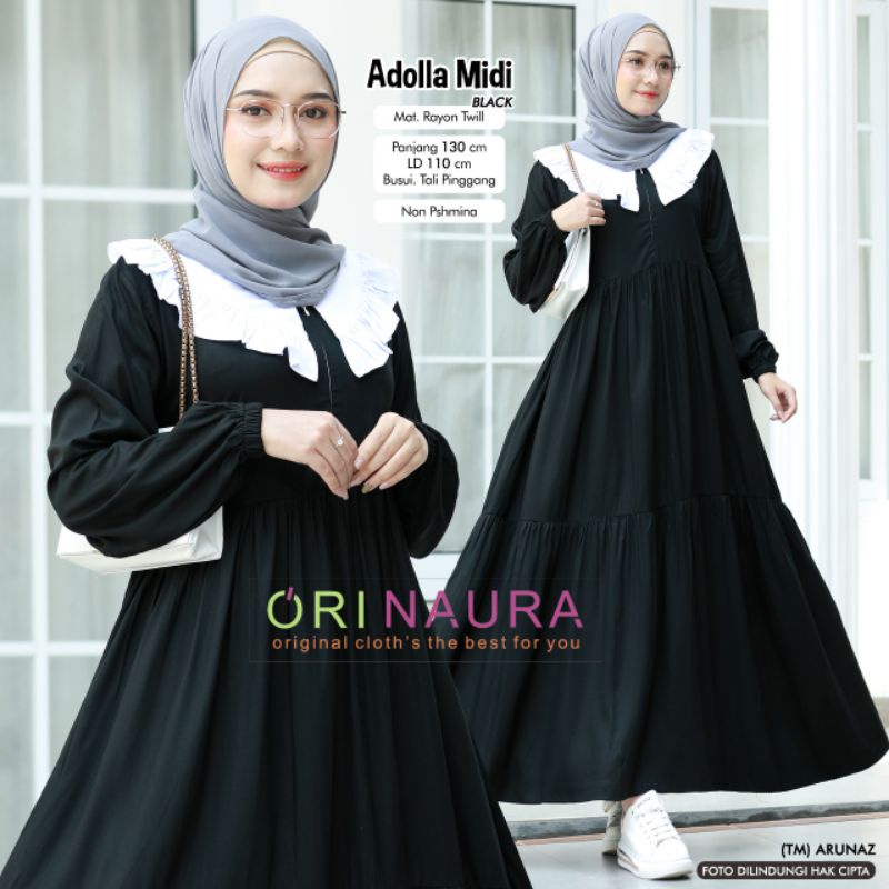 Adolla midi dress polos cantik dingin LD 110cm