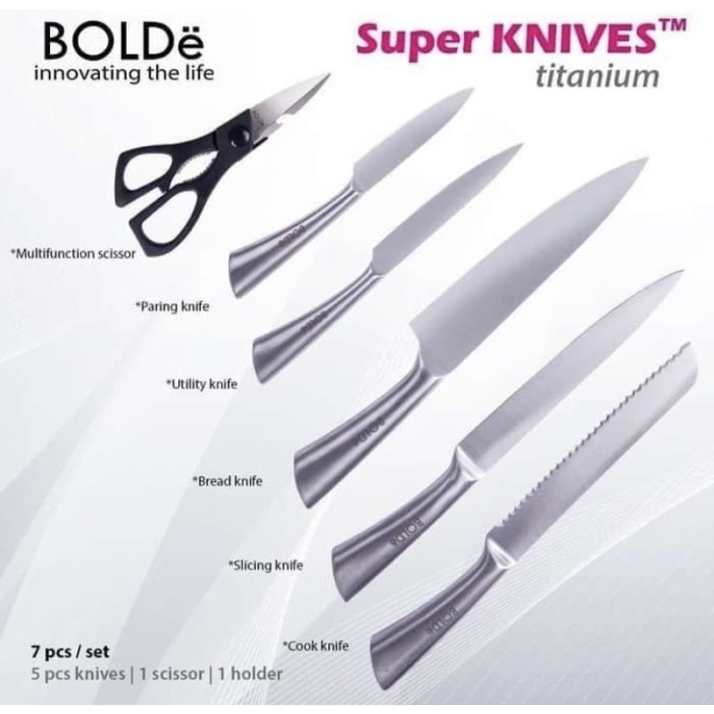 BOLDE SUPER KNIVES TITANIUM 7 PCS SET [ORIGINAL] - TITANIUM SILVER