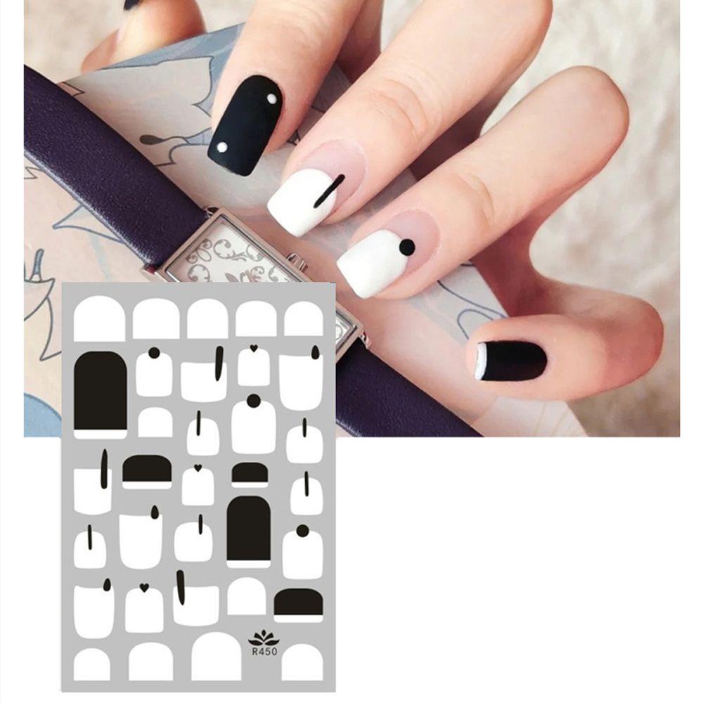 AUGUSTINA Agustin 3D Flame Nail Art Stiker Gaya Perancis Klein Biru INS Beruang Lucu Checker Manicure Aksesoris Gadis Geometris DIY Dekorasi Nail Art