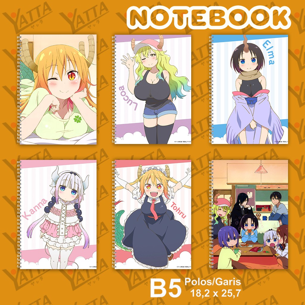

Notebook Anime ukuran B5 18,2 x 25,7 cm Kobayashi-san Chi no Maid Dragon YOTAKUSHOP