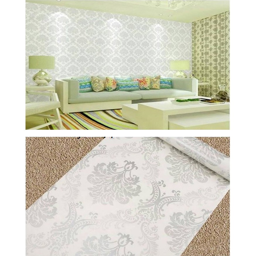 Wallpaper Dinding Sticker Walpaper Stiker Motif Batik Silver Karakter - Worldhome
