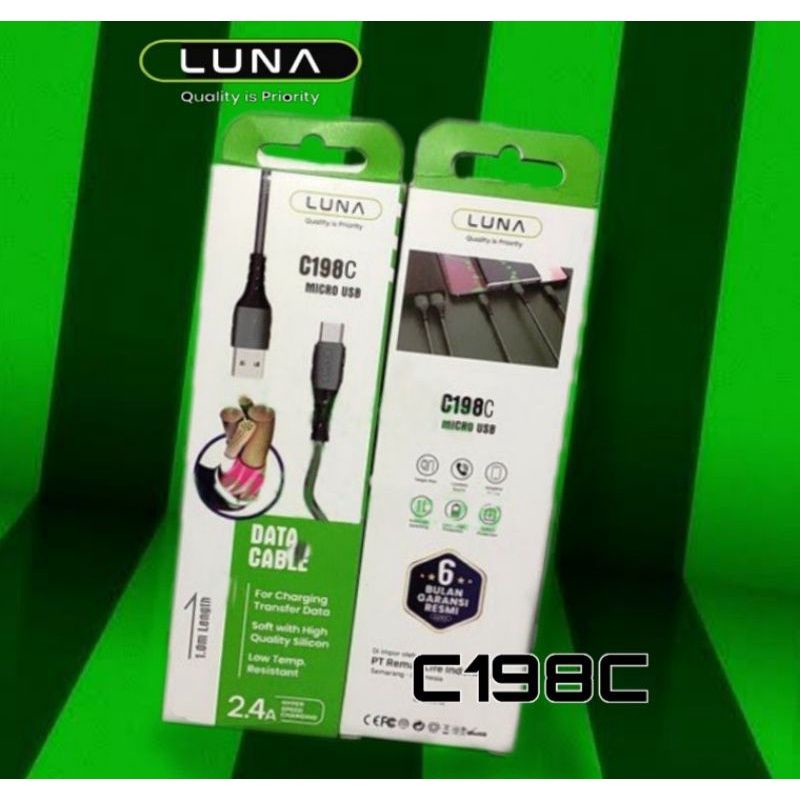 KD KABEL DATA LUNA MODEL C198C C198L C198M TYPE C LIGHTNING MICRO 2,4A FAST CHARGING