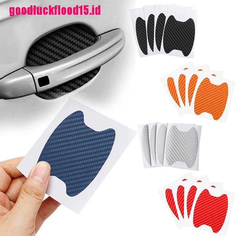 (LUCKID) 4pcs / Set Stiker Pelindung Gagang Pintu Mobil Bahan Carbon Fiber Anti Gores