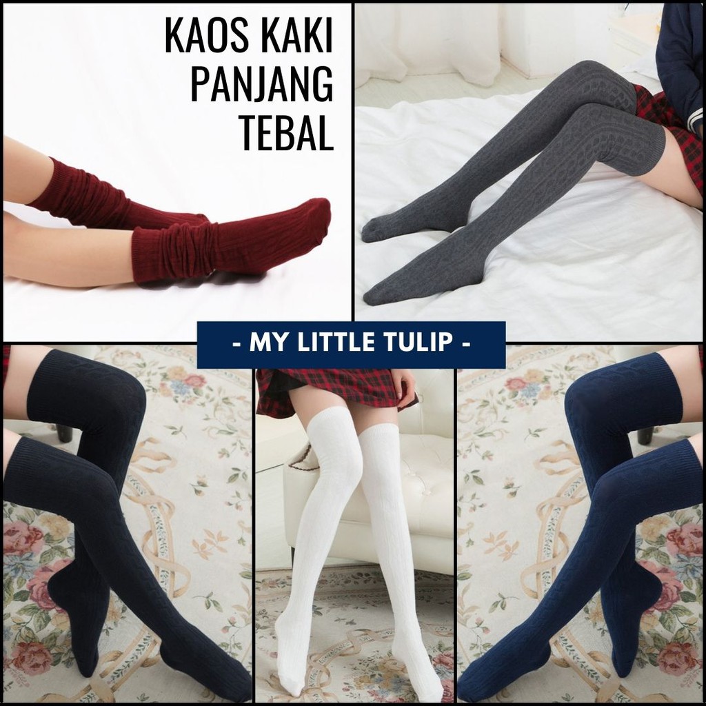 Kaos Kaki Bulu Domba Tinggi Panjang Diatas Lutut Selutut Import Hangat