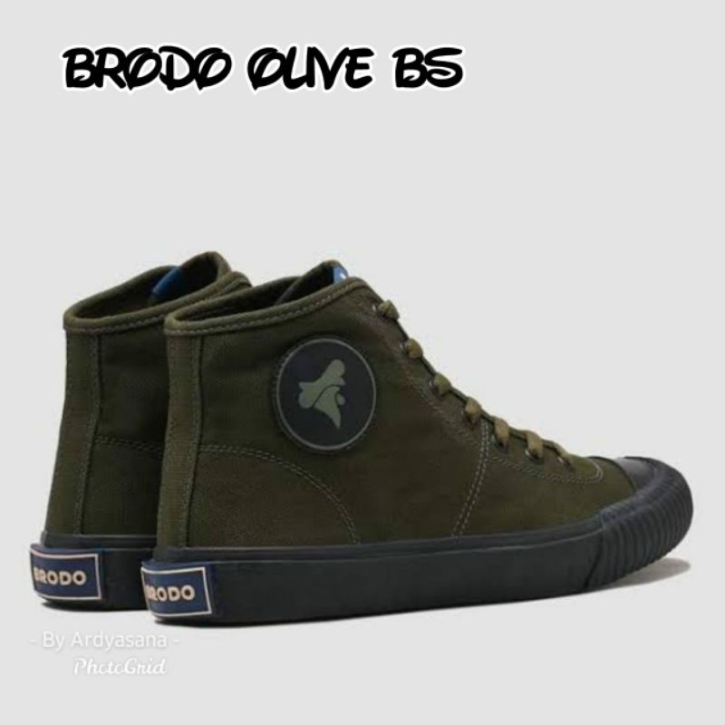 Sepatu Sneaker  Brodo Vulcan Olive High Original Free Hadiah
