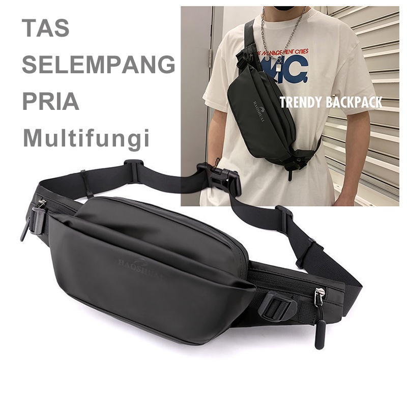 Tas Selempang Pria Tahan Air Multifungi Sling Bag Fashion Pria Casual Extra Organizer Waistbag UNISEX Trendy