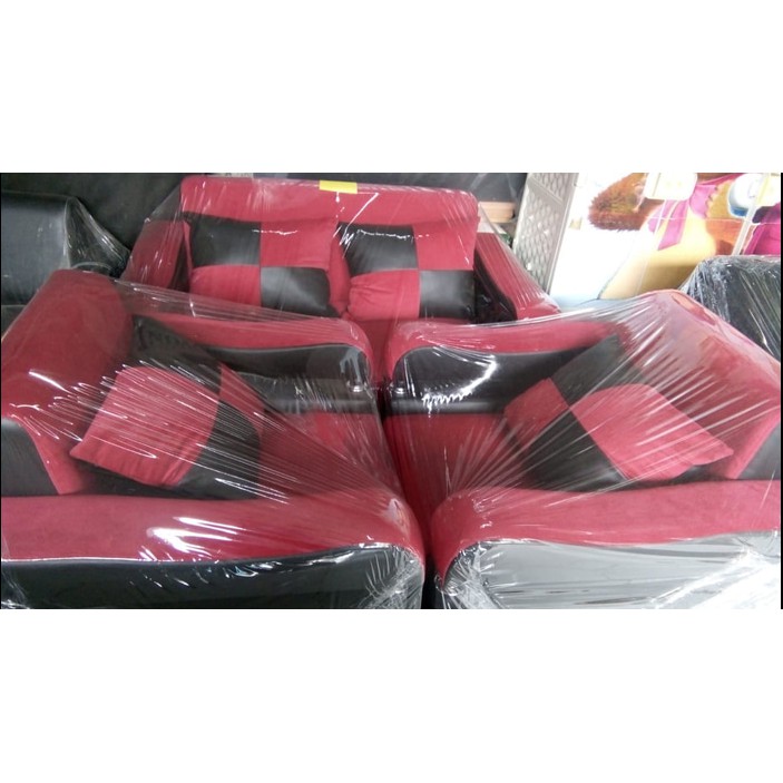 Sofa Merah Kombinasi Hitam 211 4 Seater Free Ongkir Semarang