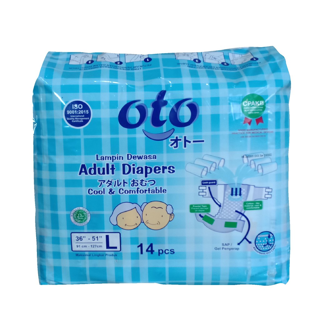 OTO Popok Dewasa model Lem Perekat Adult Diapers size M / L isi 14 pcs