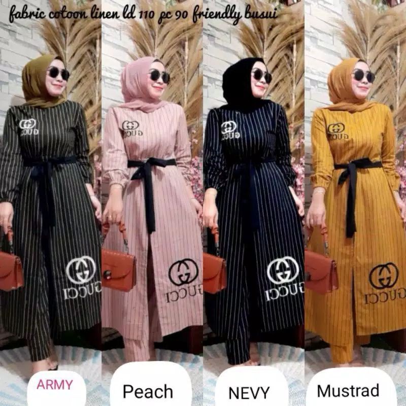 QF Gamis salur setelan bordir GUCI // Setelan gamis busui // setelan gamis terbaru // gamis