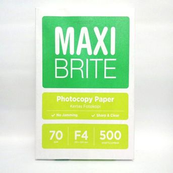 

KERTAS HVS F4 70 GRAM MAXI BRITE 1 RIM - KERTAS FOTOCOPY MURAH MAXI BRITE F4 70GR