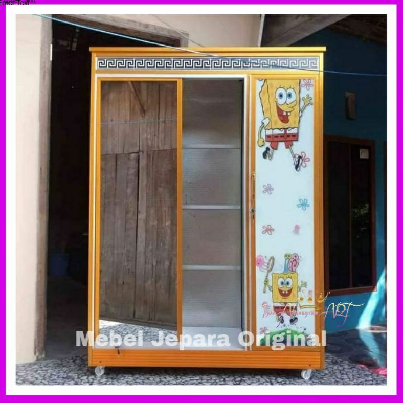 Lemari Pakaian Full Kaca Pintu 3 Bahan Alumunium Kaca