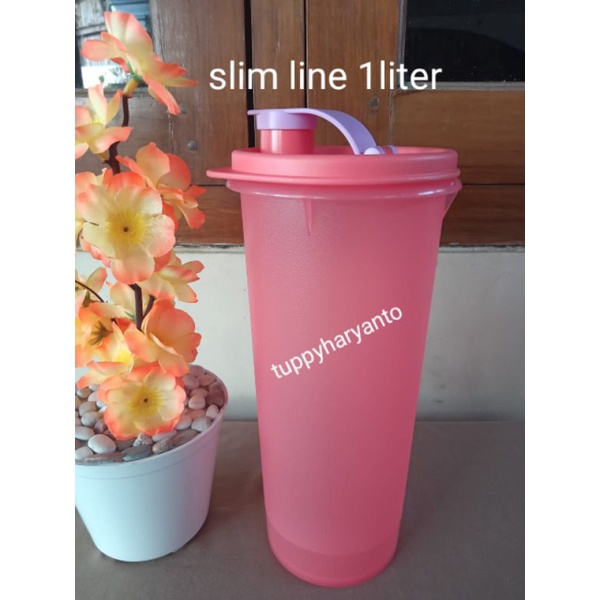 Botol minum slim line peach 1liter tupperware