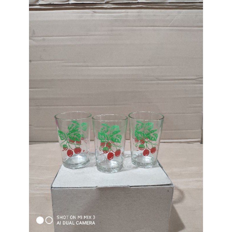 Gelas Beling Kembang / Gelas Jamu ( 1 Kotak 6 Pcs)