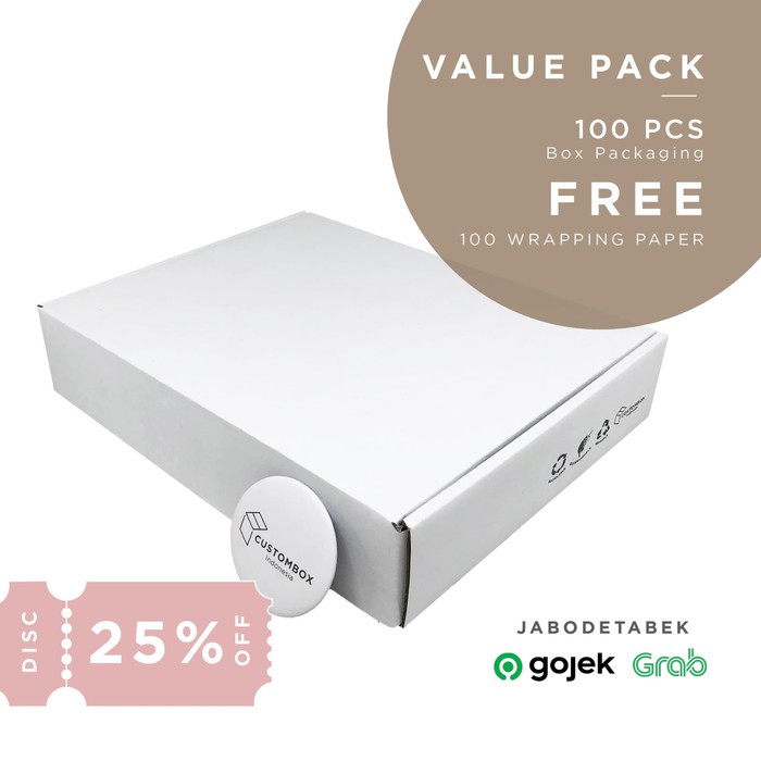

100 Pcs Kardus Kotak White (15.0x15.0x5.0 cm) Kemasan | FREE Wrapping Paper
