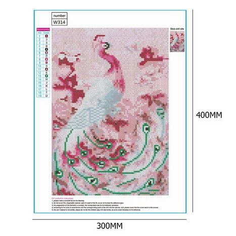 DIY Full Drill Diamond Painting - 5D Pink Peafowl Sitch Kit