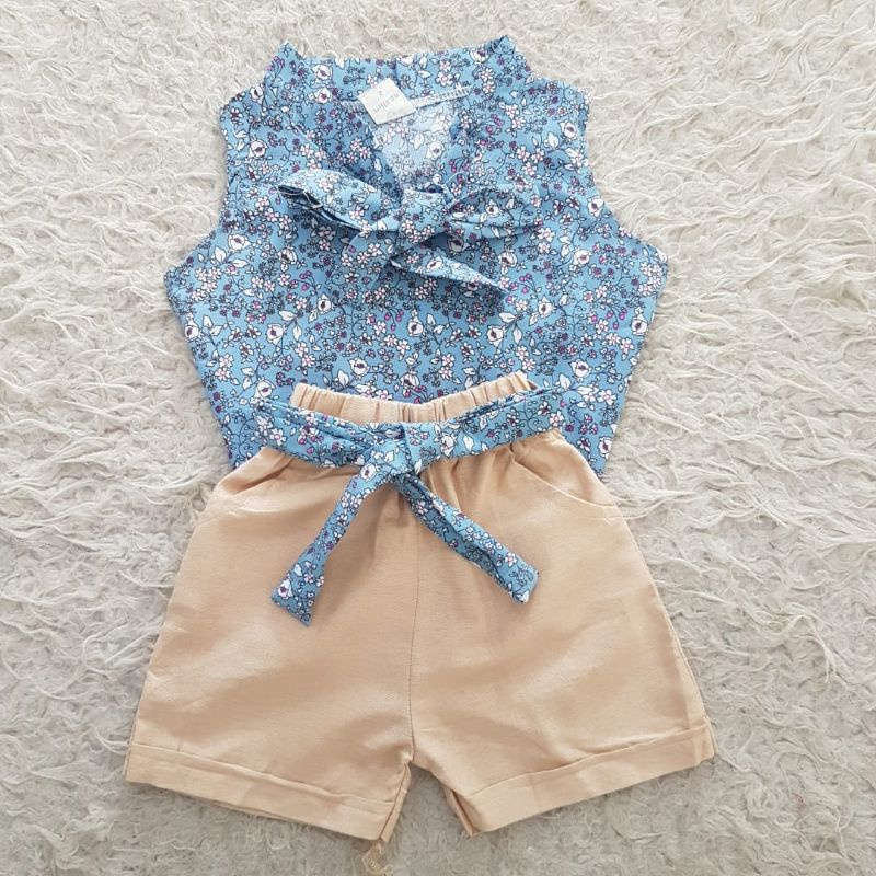 Setelan anak hotpants flower