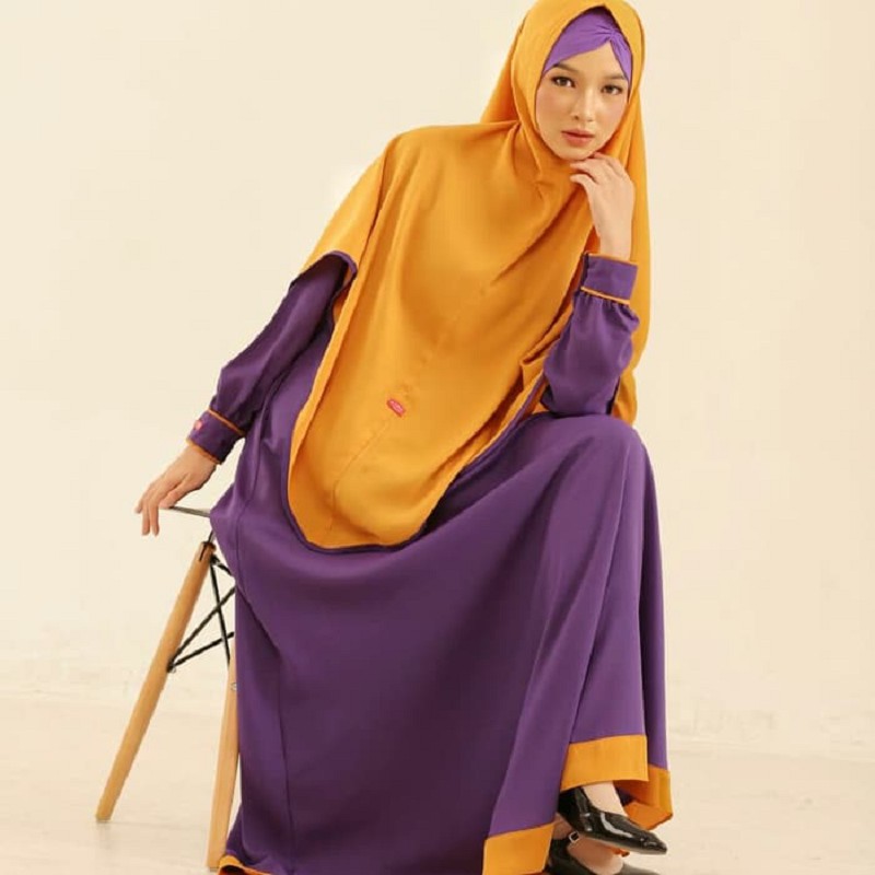 SET GAMIS AULIA FASHION/SET GAMIS SYAR'I UNGU JUMBO AZEEZA BERRY BY AULIA FASHION BAJU BUSANA MUSLIM