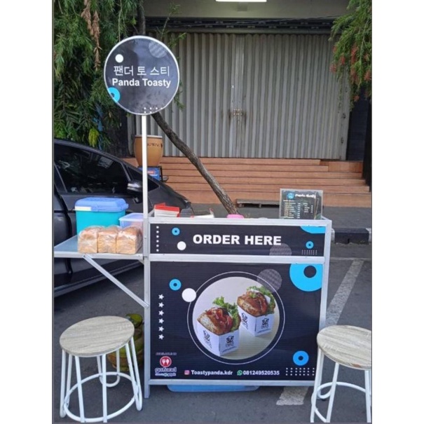 Rombong portable meja display samping booth portable meja lipat