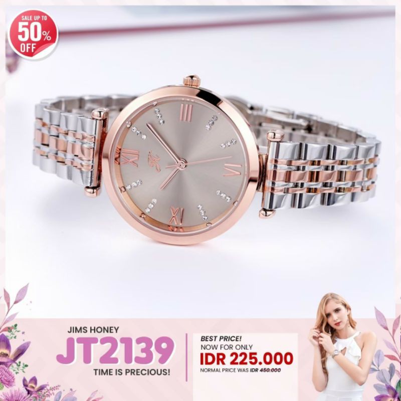 JIMS HONEY 2139 JAM TANGAN WANITA ANTI AIR (FREE EXCLUSIVE BOX KAYU + BATERAI)