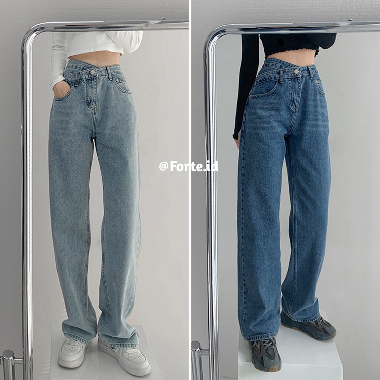 Celana Jeans Wanita Kekinian Loose High Waist Celana Panjang Jeans Kulot Boyfriend Korean Style