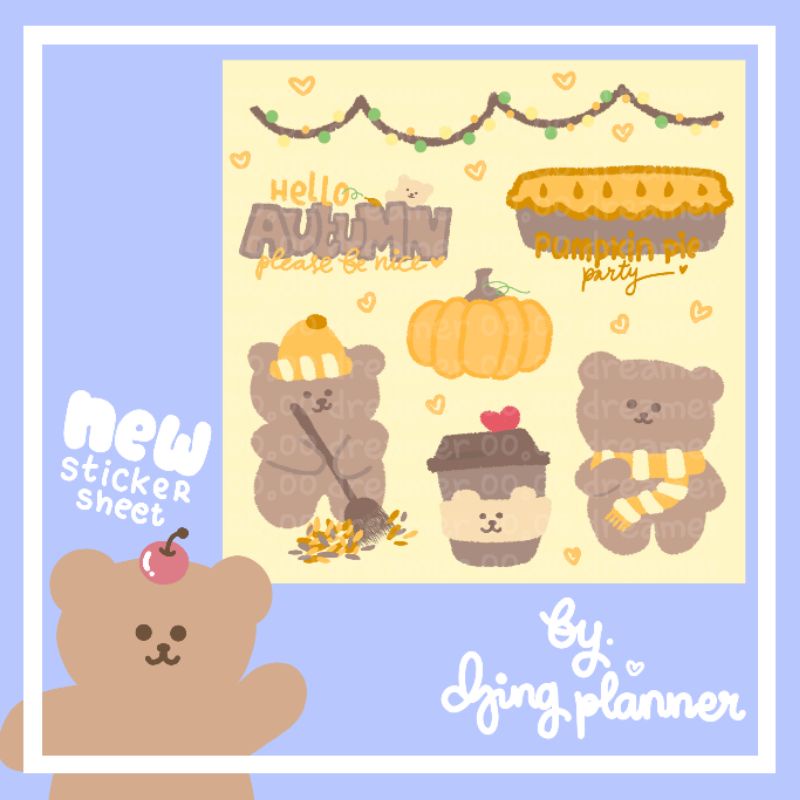 

Autumn | Sticker Journal Diary Planner Sheet Kiss cut | by Djing.Planner