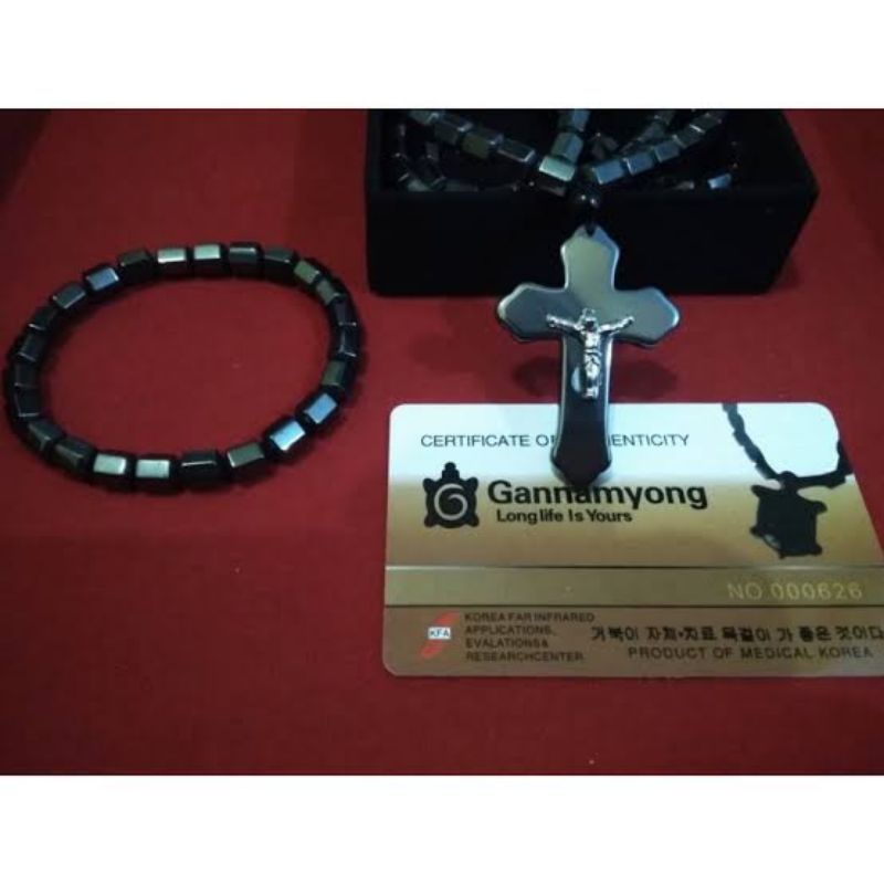 (TERLARIS)SATU SET KALUNG KESEHATAN MAGNET MOTIF SALIB