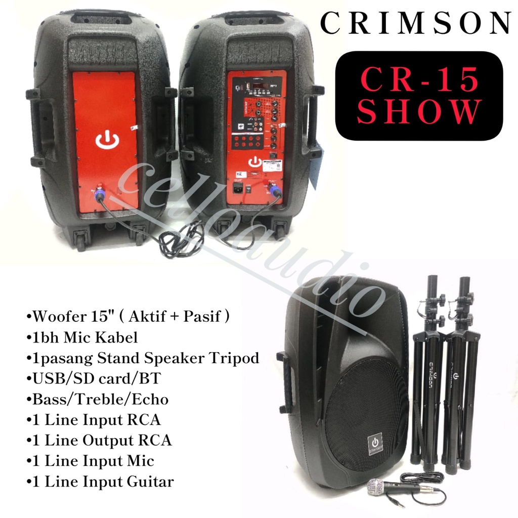 Speaker Aktif & Pasif 15 Inch CRIMSON SHOW 15 Karaoke 15" (1 Set)