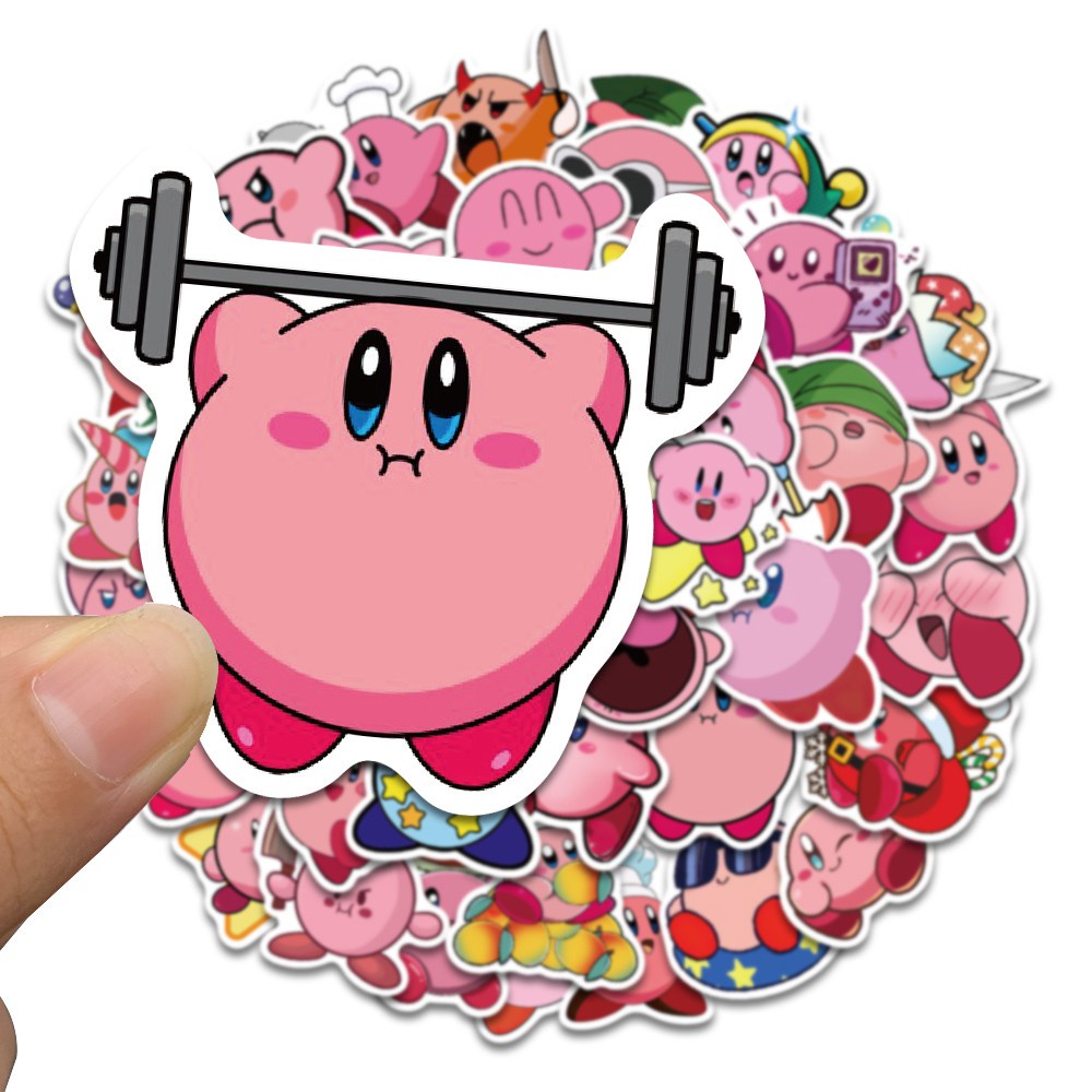 50PCS New Kawaii Kirby Stickers Decal For Girl Cute Cartoons Sticker to DIY Suitcase Stationery Fridge Water Bottle Guitar
