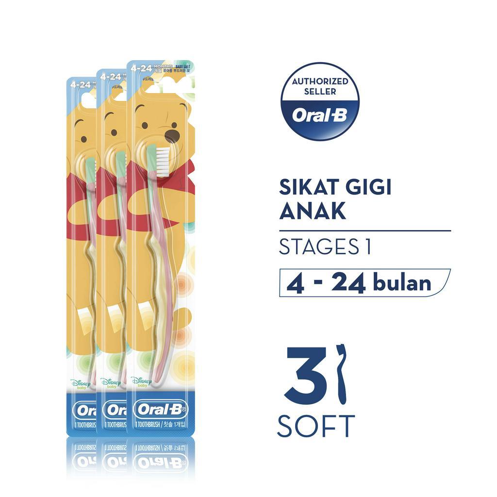Oral-B Sikat Gigi Anak Stages 1 (4-24 bulan) The Pooh- Isi 3