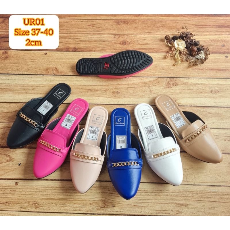 ABBUSHOES UR 01 sendal bapau flat rantai belanova sol karet  2cm