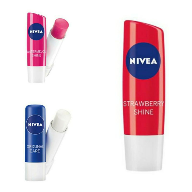 Nivea Caring Lip Balm 4,8gr (Strawberry, Red, Water Melon, Shoote &amp; Protect)