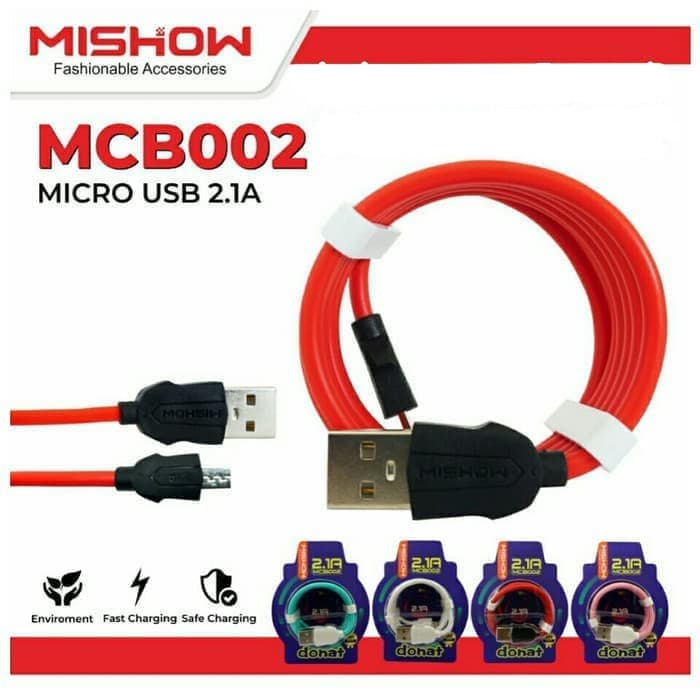 [ DONAT ] KABEL DATA FAST CHARGING MCB 002 / USB Line MISHOW MCB 002 / Mishow Cable Data Donat MCB002 For Micro 2.1A Fast Charging