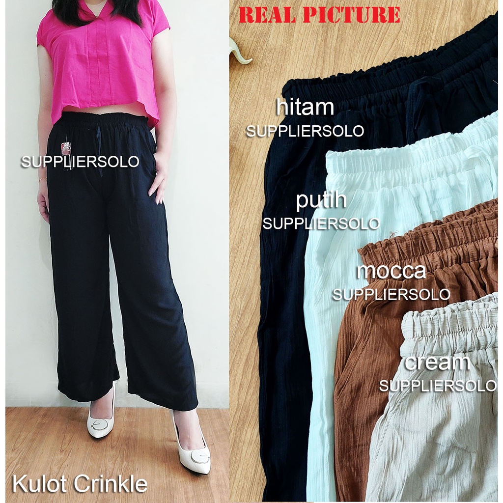 CELANA KULOT CRINKLE RAYON WANITA KOREA KEKINIAN