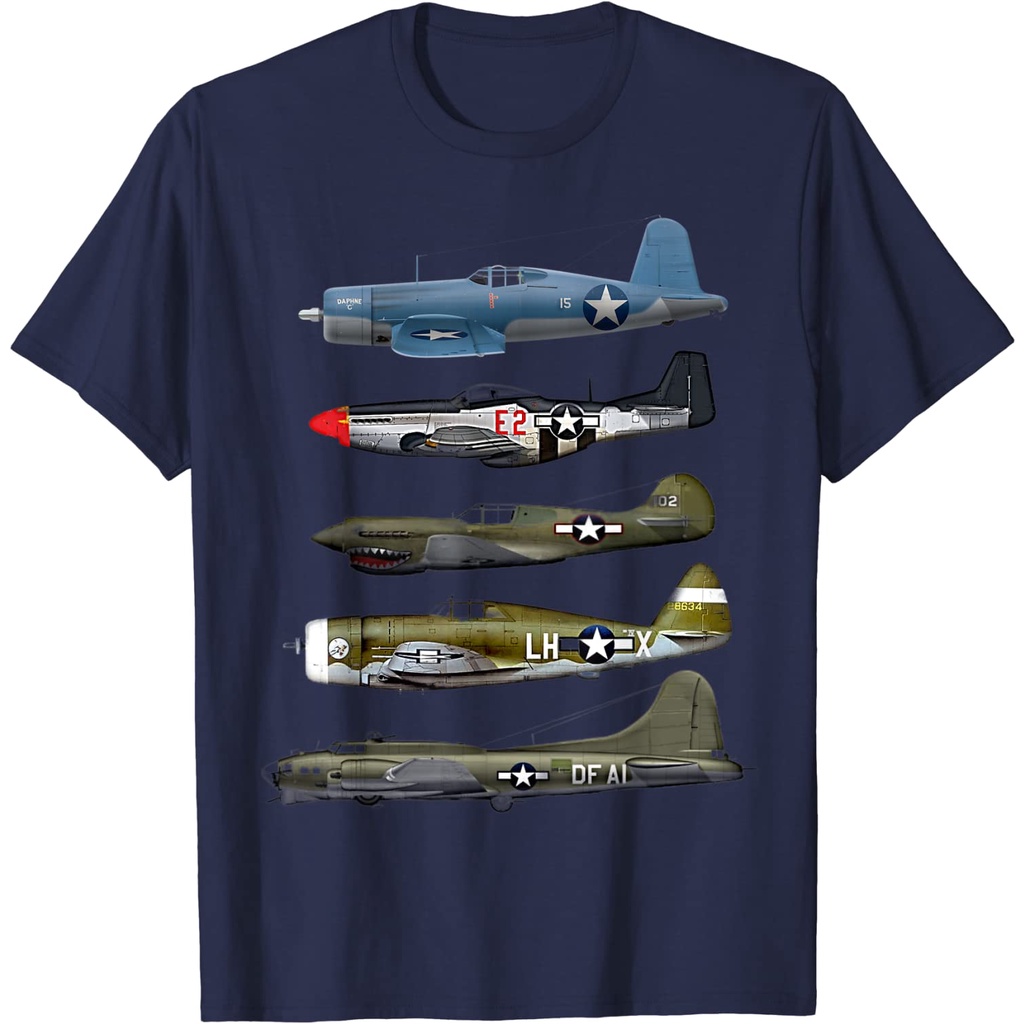 Baju Kaos Anak WW2 Warplane B-17 P51 Mustang F4U Corsair P40 Warhawk Gift T-Shirt Pakaian Fashion At