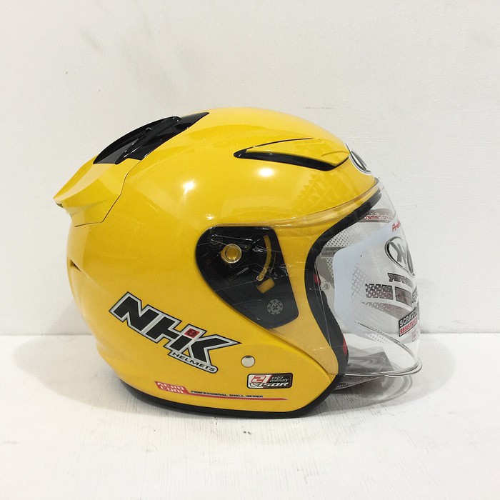 Excelent Helm NHK R1 Solid Yellow Kuning Double Visor