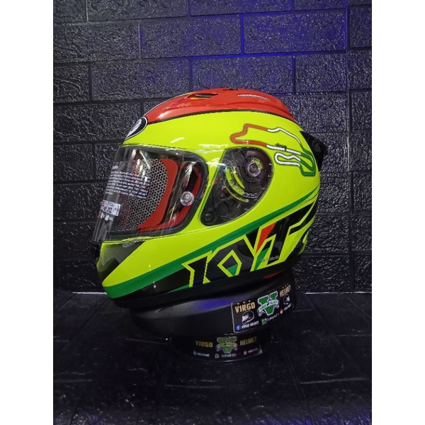 HELM FULLFACE KYT RC7 MOTIF#15 ITALY YELLOW FLUO ORIGINAL SNI DOT