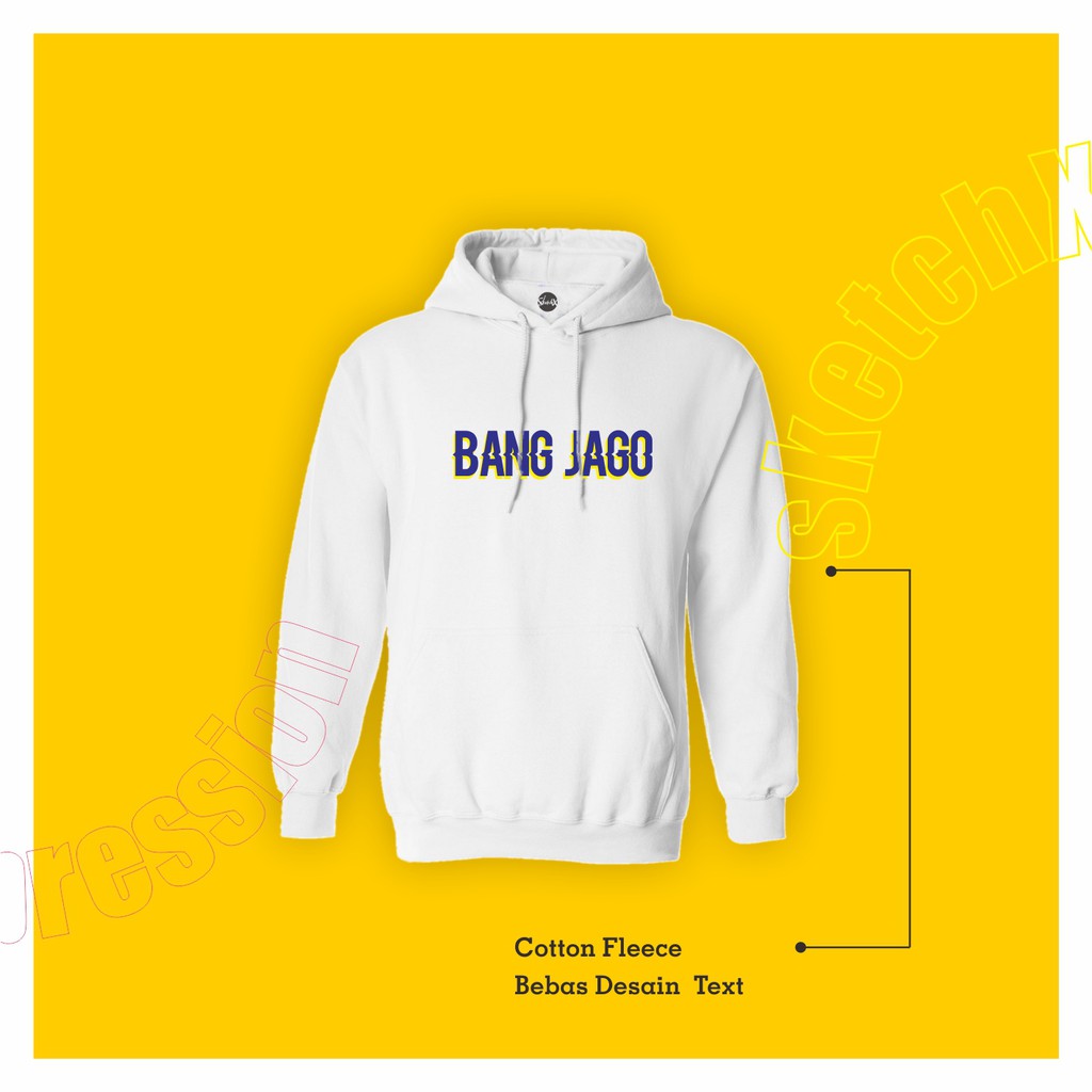 Custom Text Hoodie Jumper Cotton Fleece 100% Adem
