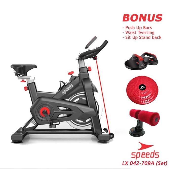 Sepeda Statis Spinning Bike Alat Gym Indoor Speeds Lx709A New(Satu Set Ss46546
