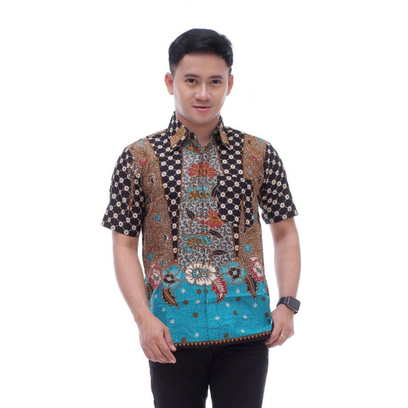 PROMO BATIK COUPLE KELUARGA SARIMBIT sania ruffle batik ori ndoro jowi motif SINARAN-KEMEJA PENDEK