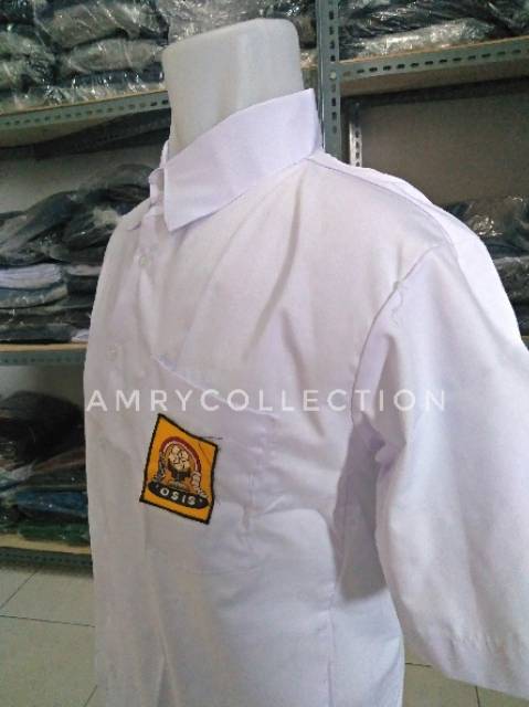 Baju SMP pendek warna putih GS bahan oxfod sari warna Kemeja Pendek Seragam sekolah