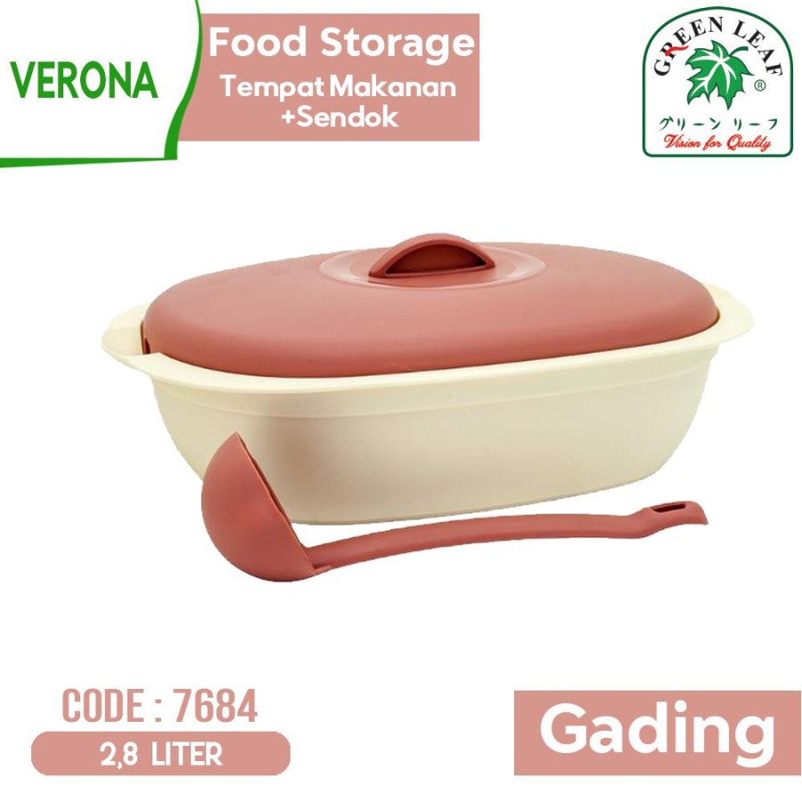 GREEN LEAF VERONA Food Storage + Sendok + Tutup 2.8 Liter -7684